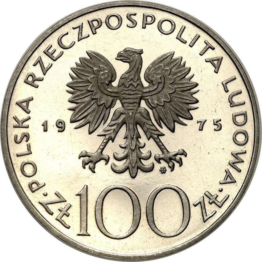 PRL. PRÓBA Nikiel 100 złotych 1975 Helena Modrzejewska